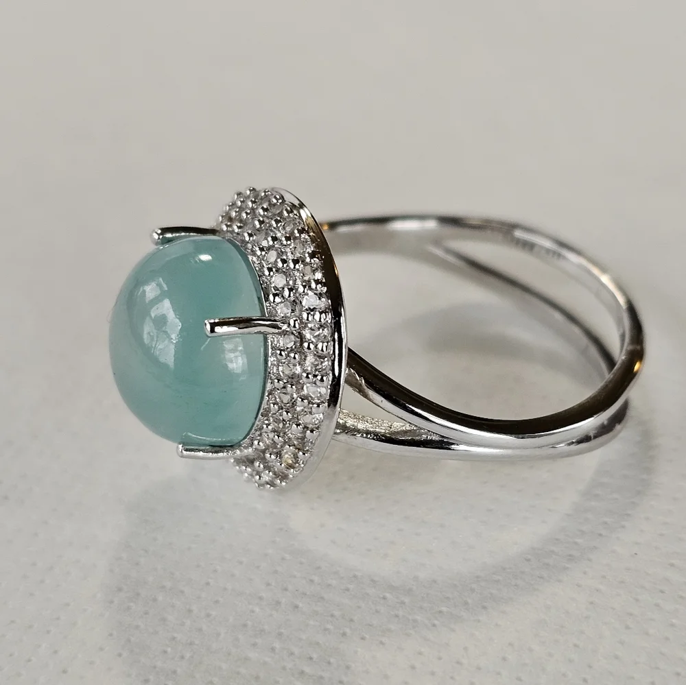 Genuine Certified Aquaprase & White Topaz Ring Size 9. NEW - Picture 5 of 6